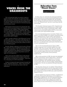 III.  VOICES FROM THE GRASSROOTS The environmental justice movement is made up largely of small, democratically run grassroots groups.