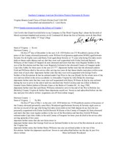 Southern Campaign American Revolution Pension Statements & Rosters Virginia Bounty-Land Claim of Elijah (Elisha) Ford VAS1388 Transcribed and annotated by C. Leon Harris [From bounty-warrant records in the Library of Vir