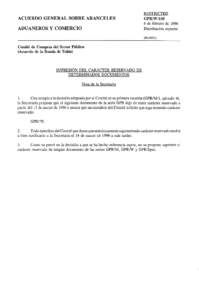 ACUERDO GENERAL SOBRE ARANCELES ADUANEROS Y COMERCIO RESTRICTED GPR/W[removed]de febrero de 1996