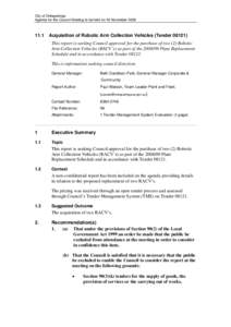 City of Onkaparinga Agenda for the Council Meeting to be held on 18 NovemberAcquisition of Robotic Arm Collection Vehicles (Tender 08121)