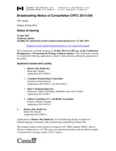 Broadcasting Notice of Consultation CRTC 2009-xx