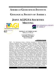 Geology / American Geosciences Institute / National Association of Black Geologists and Geophysicists / Earth Science Week / Geological Society of America / AGI / Soil Science Society of America / Society of Economic Geologists / Geological Society of Australia / Earth sciences / Planetary science / Earth