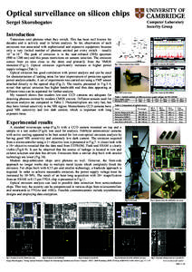 Optical surveillance on silicon chips Sergei Skorobogatov Computer Laboratory Security Group