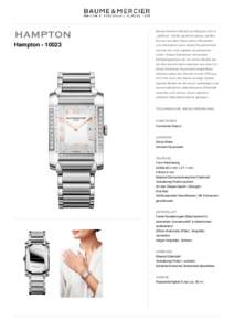 Dieses feminine Modell der Hampton Uhr in „mittlerer“ Größe spielt mit seinen sanften Kurven und dem Glanz seiner Diamanten Hampton
