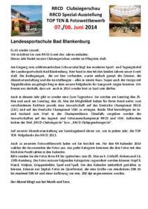 RRCD Clubsiegerschau RRCD Spezial-Ausstellung TOP TEN & Fotowettbewerb[removed]Juni 2014 Landessportschule Bad Blankenburg