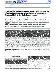 Biological Journal of the Linnean Society, 2010, 100, 457–481. With 4 figures  ‘After Africa’: the evolutionary history and systematics of the genus Charaxes Ochsenheimer (Lepidoptera: Nymphalidae) in the Indo-Paci