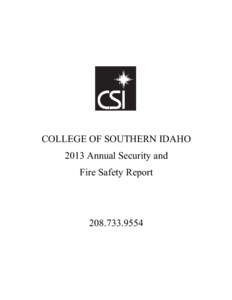 COLLEGE OF SOUTHERN IDAHO 2013 Annual Security and Fire Safety Report[removed]