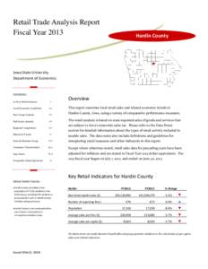 Retail Trade Analysis Report Fiscal Year 2013 Hardin County  Iowa State University