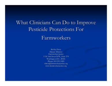 Microsoft PowerPoint - NFHC 2008 What clinicians can do to improve pesticide protections