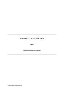 ELECTRICITY SUPPLY LICENCE  FOR Bord Gáis Energy Limited