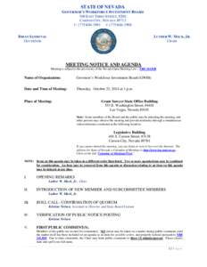 STATE OF NEVADA GOVERNOR’S WORKFORCE INVESTMENT BOARD 500 EAST THIRD STREET, #200 CARSON CITY, NEVADA[removed]T: ([removed]F: ([removed]