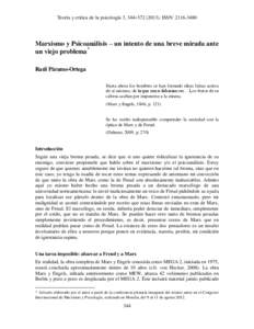 Teoría y crítica de la psicología 3, 344–[removed]ISSN: [removed]Marxismo y Psicoanálisis – un intento de una breve mirada ante un viejo problema* Raúl Páramo-Ortega Hasta ahora los hombres se han formado 