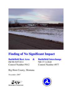 Finding of No Significant Impact Battlefield Rest Area IM[removed]Control Number F012  &