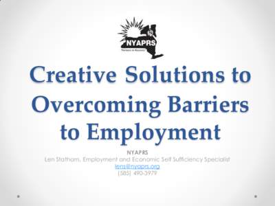 Creative Solutions to Overcoming Barriers to Employment