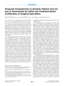 Proposed Competencies in Geriatric Patient Care for Use in Assessment for Initial and Continued Board Certification of Surgical Specialists
