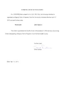 Order – Designation of Acting Trial Court Administrator John Italiano as Deputy Clerk of Superior Court for the Monmouth Vicinage