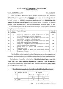 STATE LEVEL POLICE RECRUITMENT BOARD ANDHRA PRADESH. Rc. No. 208/R&T/RectDate: 