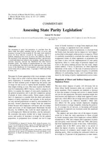 The Journal of Mental Health Policy and Economics J. Mental Health Policy Econ. 3, 215–DOI: mhp.101 COMMENTARY