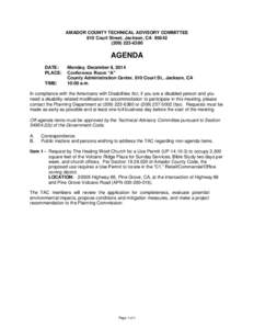 AMADOR COUNTY TECHNICAL ADVISORY COMMITTEE 810 Court Street, Jackson, CA[removed]6380 AGENDA DATE:
