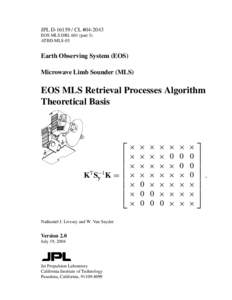 JPL D[removed]CL #[removed]EOS MLS DRL 601 (part 3) ATBD-MLS-03  Earth Observing System (EOS)