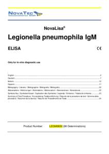 NovaLisa®  Legionella pneumophila IgM ELISA Only for in-vitro diagnostic use