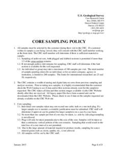 Sampling / Core Research Center / United States Geological Survey / Core sample / Sample