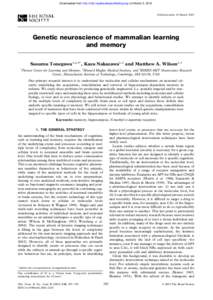 Downloaded from http://rstb.royalsocietypublishing.org/ on March 2, 2015  Published online 10 March 2003 Genetic neuroscience of mammalian learning and memory