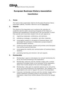 European Business History Association Constitution 1.  Name