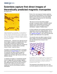 Scientists capture first direct images of theoretically predicted magnetic monopoles