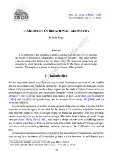 Proc. Int. Cong. of Math. – 2018 Rio de Janeiro, Vol–802) D-MODULES IN BIRATIONAL GEOMETRY Mihnea Popa