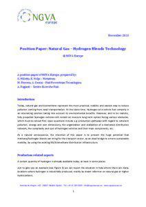 November[removed]Position Paper: Natural Gas – Hydrogen Blends Technology