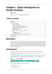 Chapter 1. Quick Introduction to Syntax Analysis Paul Klint:48:15 +0200 (Sun, 21 OctTable of Contents