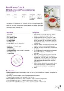 Basil Panna Cotta & ! Strawberries in Prosecco Syrup! by Francoise La Prune! !  serves