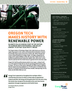GEOTHERMAL    Success Story GEOTHERMAL COMBINED HEAT AND POWER PROJECTS