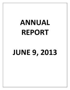 ANNUAL REPORT JUNE 9, 2013 RECTOR’S ANNUAL REPORT 2013