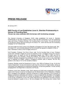 Microsoft Word - PRESS RELEASE_Lionel Sheridan Professorship__22 Jan 2011__vffinal.doc