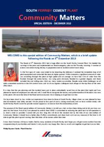 SOUTH FERRIBY CEMENT PLANT South Ferriby Community Matters Newsletter December 2013 Community Matters SPECIAL EDITION - DECEMBER 2013