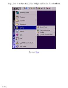 Step 1. Click on the Start Menu, choose Settings, and then click on Control Panel  Previous | Next file:///E|/Tu