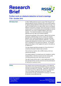 Research Brief Further work on obstacle detection at level crossings