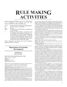 RULE MAKING ACTIVITIES Each rule making is identified by an I.D. No., which consists of 13 characters. For example, the I.D. No. AAM[removed]E indicates the following: