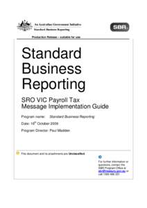 SBR SRO VIC Payroll Tax (October 2009 Release) Message Implementation Guide