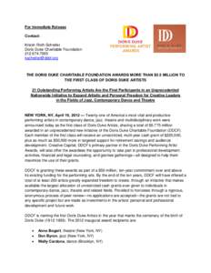 For Immediate Release Contact: Kristin Roth-Schrefer Doris Duke Charitable Foundation[removed]removed]