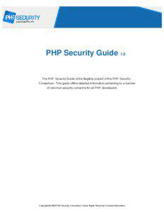PHP Security Consortium: PHP Security Guide