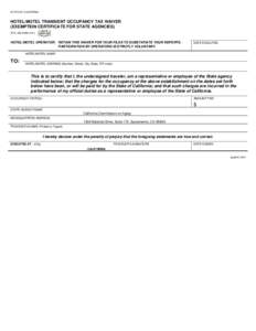 Motel / Occupancy / Hotel / Economy of California / Government of California / Transient occupancy tax