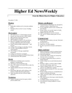 Higher Ed NewsWeekly from the Illinois Board of Higher Education November 17, 2011 PEOPLE