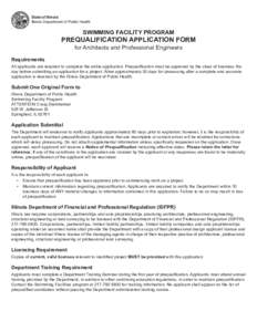 State of Illinois Illinois Department of Public Health SWIMMING FACILITY PROGRAM  PREQUALIFICATION APPLICATION FORM