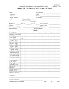 BMT-20-M Revision[removed]ALABAMA DEPARTMENT OF TRANSPORTATION  ASPHALT PLANT MIXTURE TEST REPORT (Marshall)