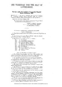 THE TERRITORY FOR THE SEAT OF GOVERNMENT. By-laws under the Canberra Community Hospital Board Ordinances[removed]P