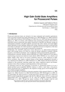 High Gain Solid-State Amplifiers for Picosecond Pulses