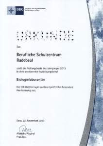 lndustrie- und Handelskammer Ostthüringen zu Gera Das  Berufliche Sch u lzentru m